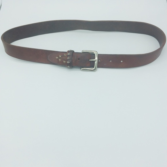 BOHO LUXE LEATHER BELT W/ STITCHING || Brown || L - Picture 2 of 8